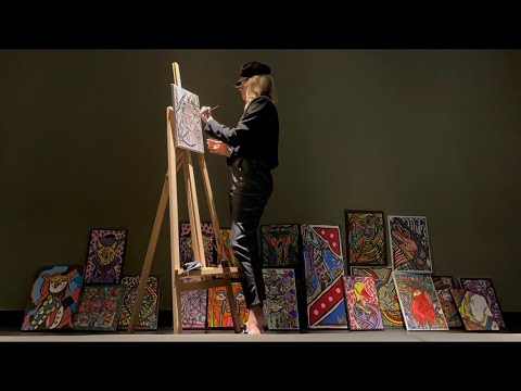 Ana Schurmann Art painting At Teatro Doglio in Cagliari, Sardegna.